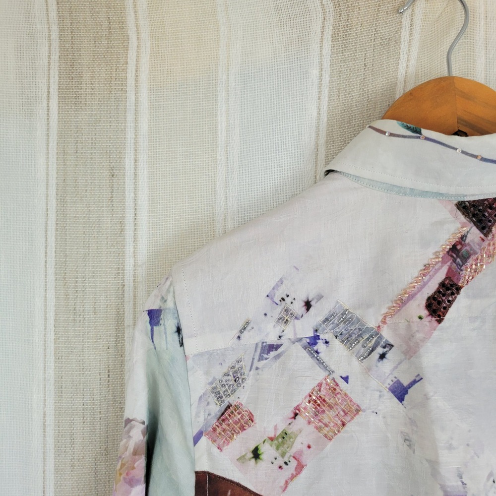 Robert‎ Graham Limited Edition Long Sleeve Blouse Size Small Floral Colorful - Picture 13 of 14